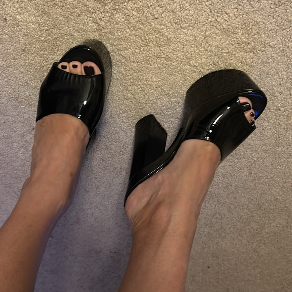 Versace Black Chunky Platform Heels